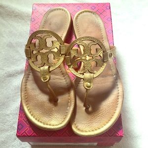 Tory Burch “Miller” sandals in Gold